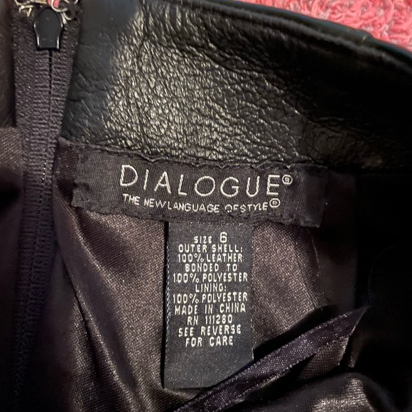 Dialogue Black Genuine Leather Washable Knee Length Skirt - Picture 5 of 6